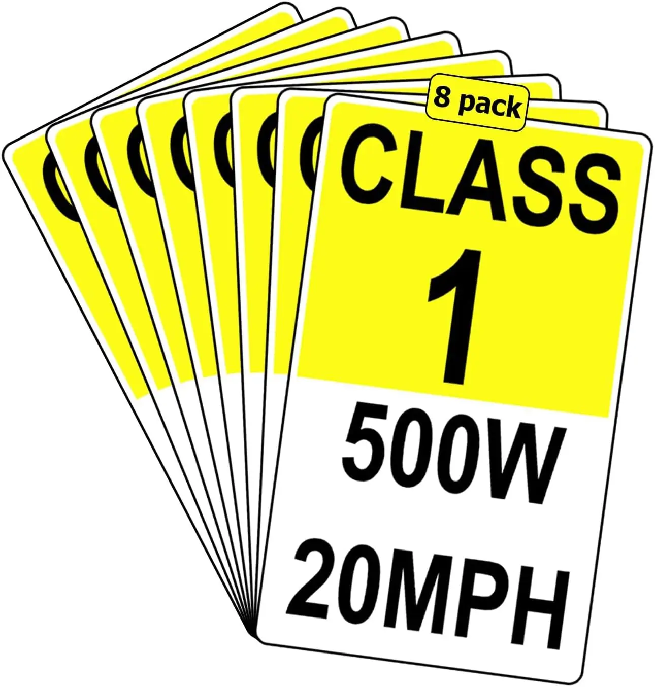 8Pcs Electric Bicycle Frame Identification Class Number Stickers Decals 2X3.5inch E-Bike Class Number Signs, Class 1 500W 20MPH