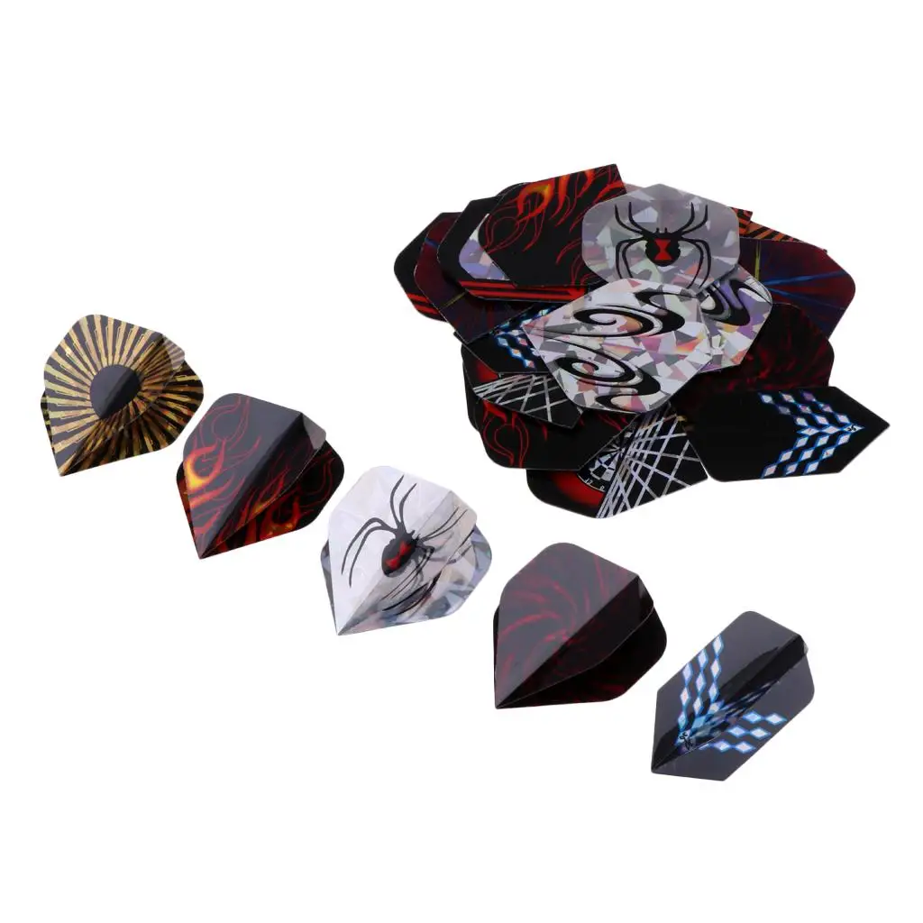 Dart Tail Fin PET Standard Dart Flights Replacement Assorted Images Durable Supplies for Practice League and Casual Play