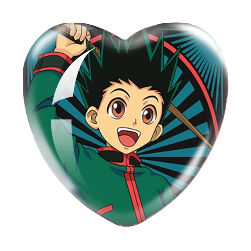 Japanese Anime Hunterxhunter 12pcs/set 16mm-40mm Heart Photo Glass Cabochon Demo Flat Back Making Findings Gifts