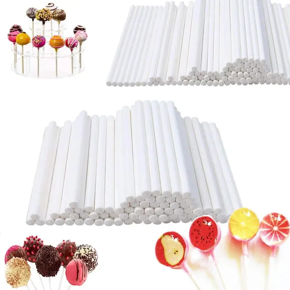 100Pcs/set Plastic Lollipop Stick Safe White Cake Pop Sucker Sticks for Chocolate Sugar Candy Lollypop DIY Mold Bakeware Tool