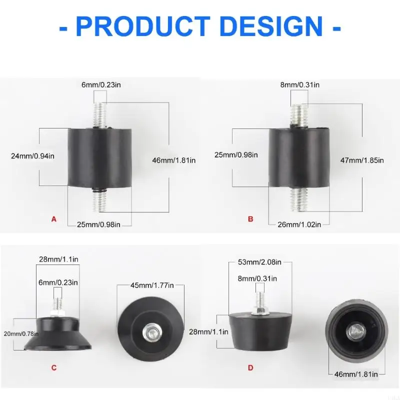 U4LA Pack of 4 Elasticity Equipment Dampeners Rubber Pad for Appliances Noise Control