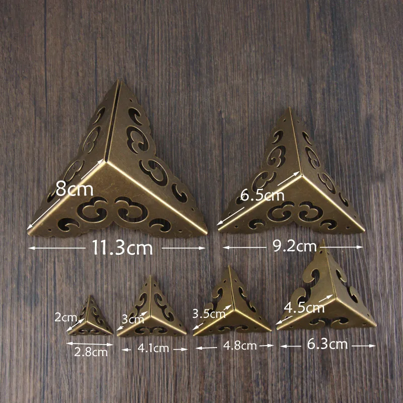 Antique Chinese pure brass decorative furniture copper accessories package corner protection three-sided bread corner