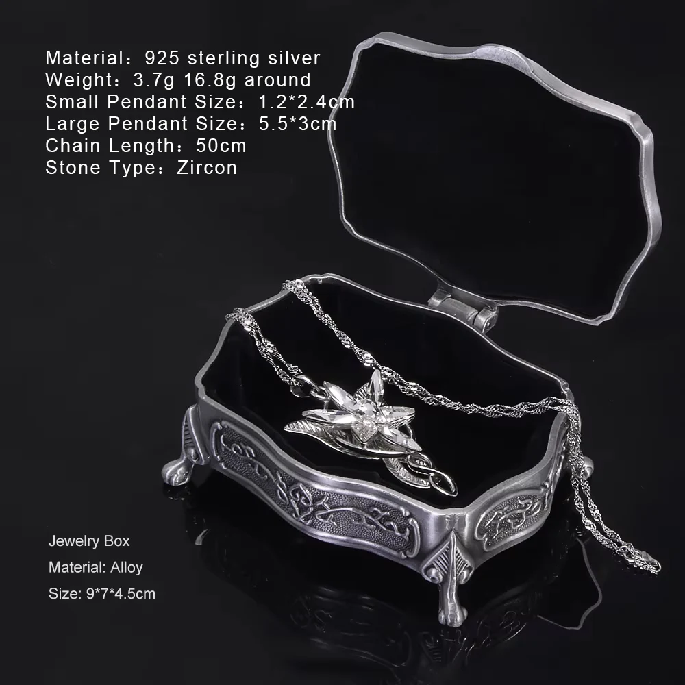 925 Sterling Silver Twilight Star Arwen Necklace Elf Pendant Women Vintage Movie Party Jewelry