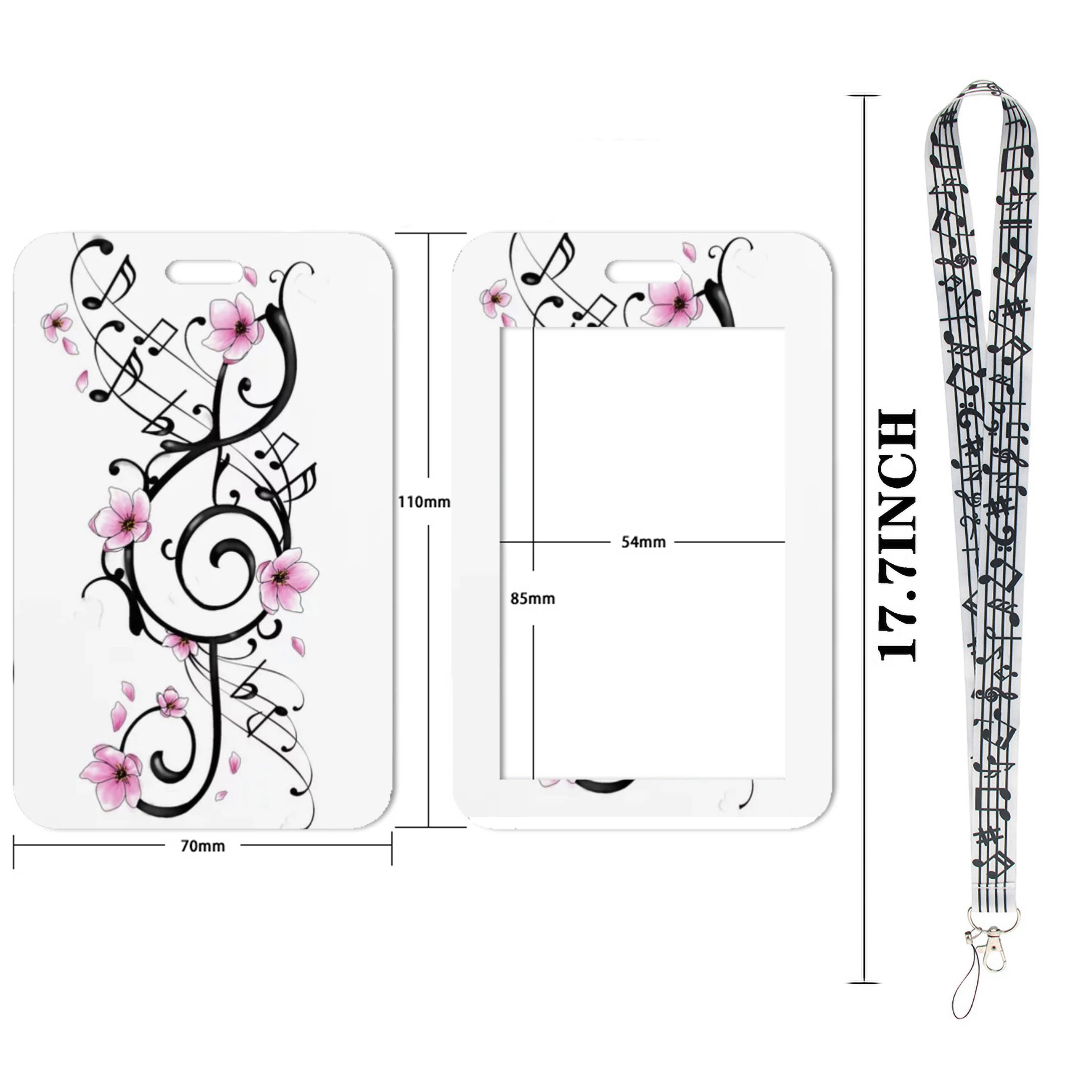 Beautiful and Beautiful Music Notes Series Card Set Student Transfer Card Campus Meal Card Hard Cover Keychain Rope Buckle 3