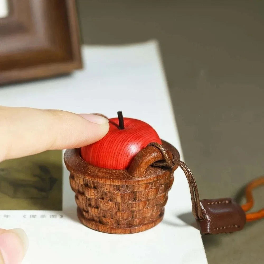 Natural Wood Carved Fidget Squeeze Portable Pocket-Sized Mini Handheld Worry Stone Hanging Loop Polished Wood Surface