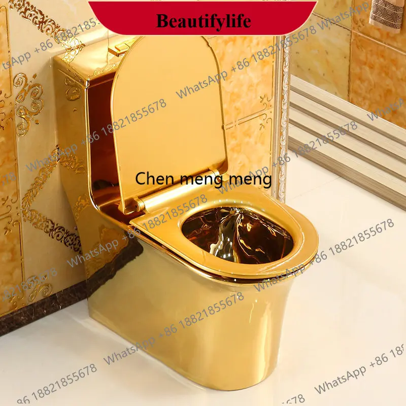 

F185 Golden Toilet, Western Style, Bathroom Toilet, Electroplated Ceramic Material, Integrated Gold Toilet, Luxury Version Odor