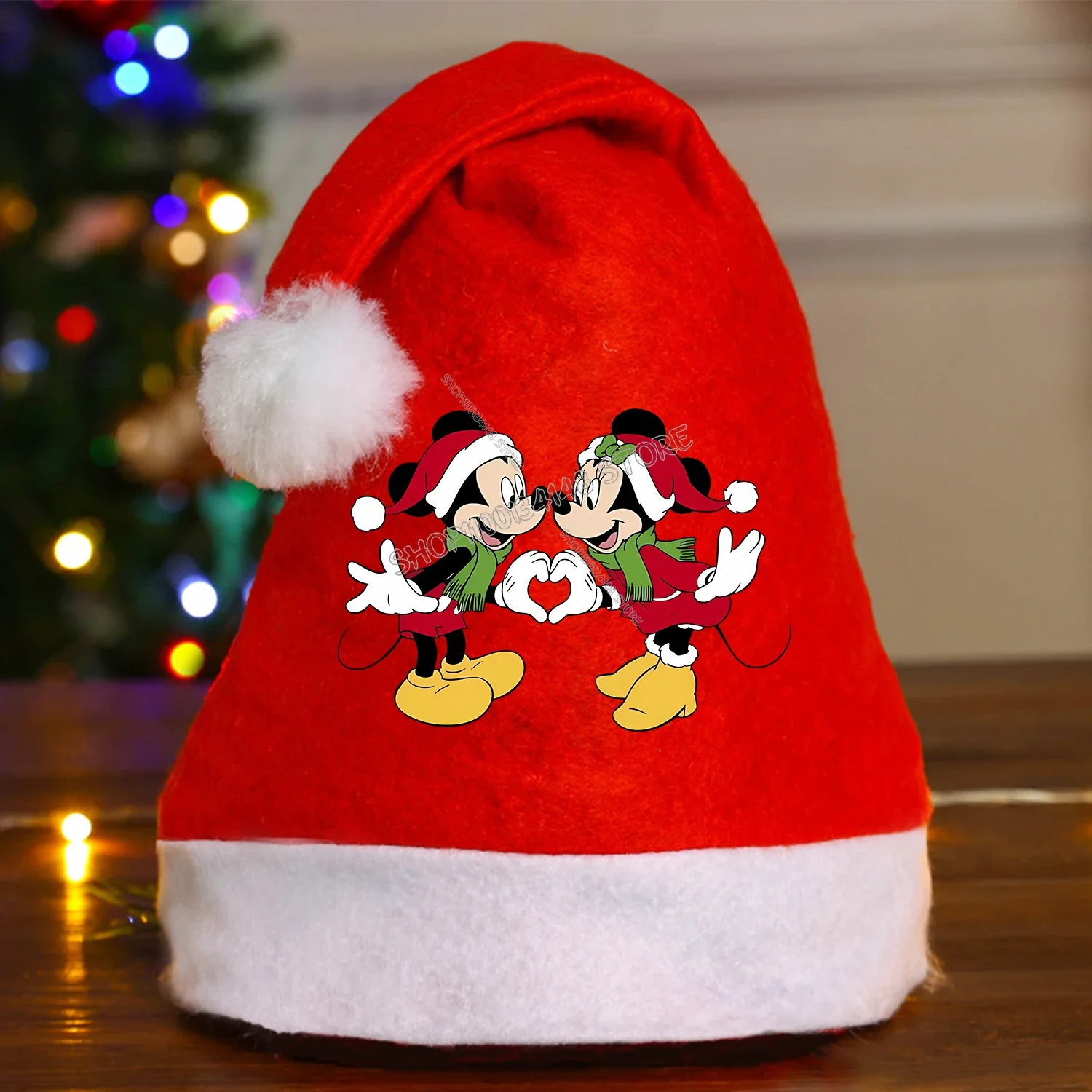 

Рождественские шапки с Микки Маусом Диснея, принадлежности для праздничных вечеринок, кепка из мультфильма, производные периферийные устройства, украшения, детский подарочный пакет