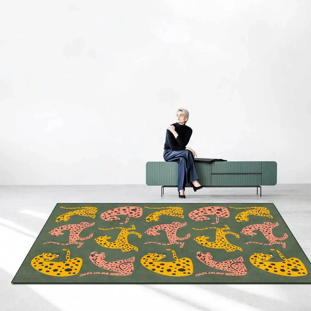 Nordic Leopard Pattern Carpets On The Floor 3D Animal Print Big Carpet Living Room Soft Sponge Bathroom Mat Absorb Anti-slip Rug