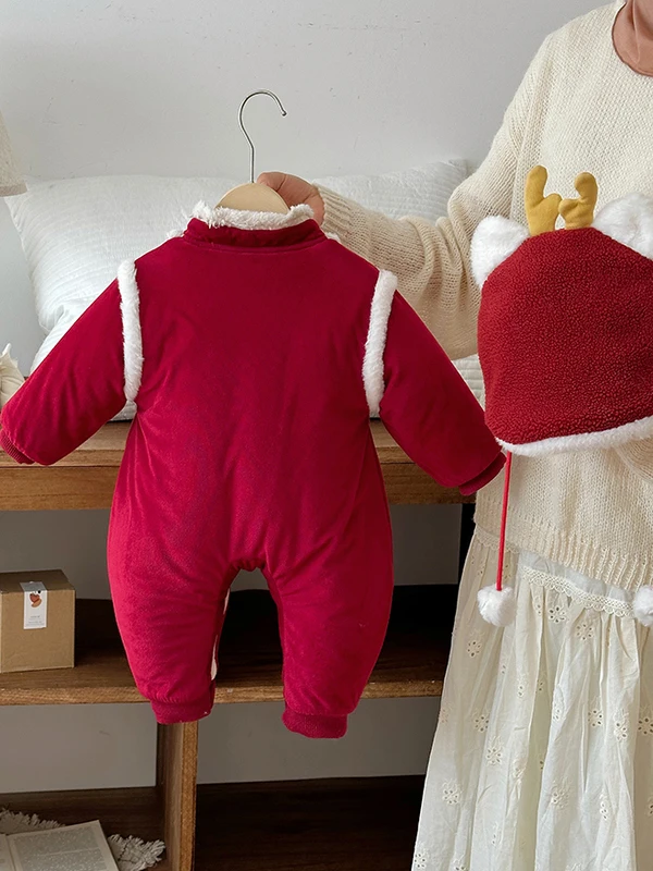 아기 소녀들을 위한 티엔드 코튼 새해 의상 겨울 작업복 세트 하이웨이스트 긴 바지 폴리에스터 섬유 레귤러 얇은