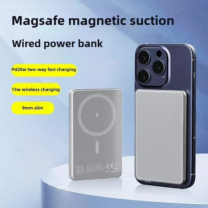 Banco de energía inalámbrico fino de 10000mAh, batería externa portátil de carga rápida magnética de 20W para Magsafe para IPhone 16 15 14 13 Xiaomi