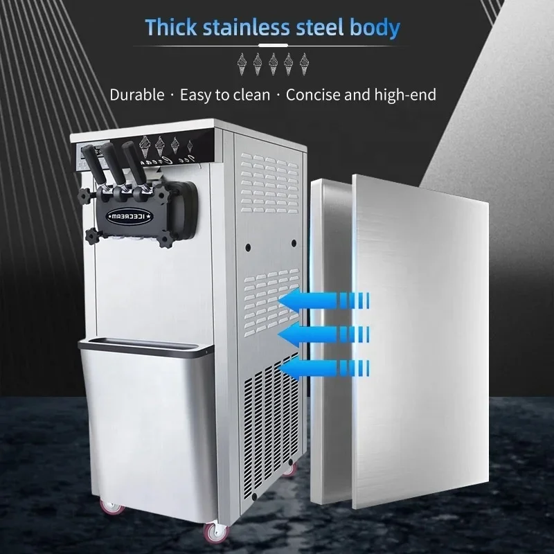 Factory Sales 18L/H Soft Serve  Ice Cream Machine 2+1 Flavors Professional Commercial Ice Cream Shop Use Ice Cream Machine