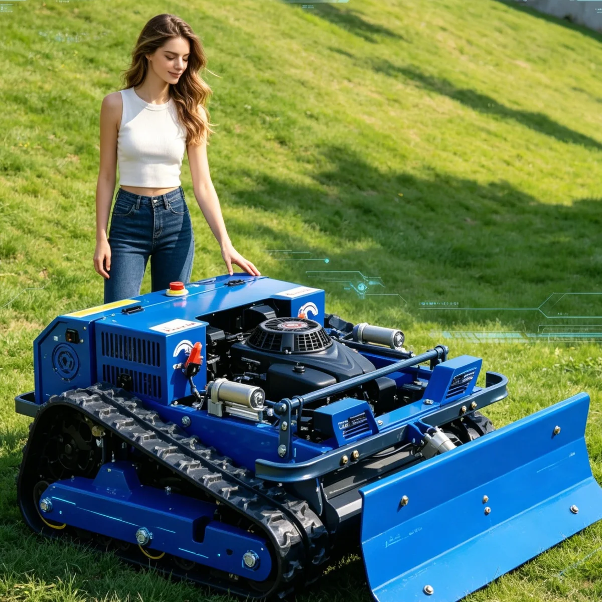 Customized Waterproof Remote Control Lawn Mower Rainproof Crawler Lawn Mower Robot Stable RC Grass Cutter For All?Weather Outdo