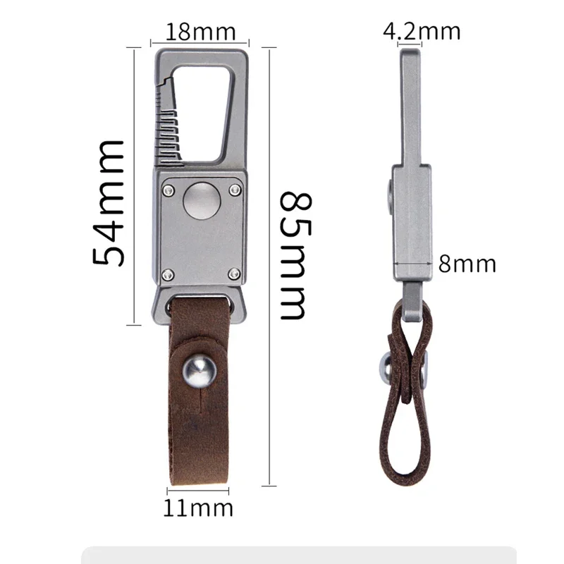 Outddor Titanium Alloy Multifunction Keychain Tools Car Pendant Cowhide Buckle Rope Belt Pendant EDC Tool Men's Creative Gifts