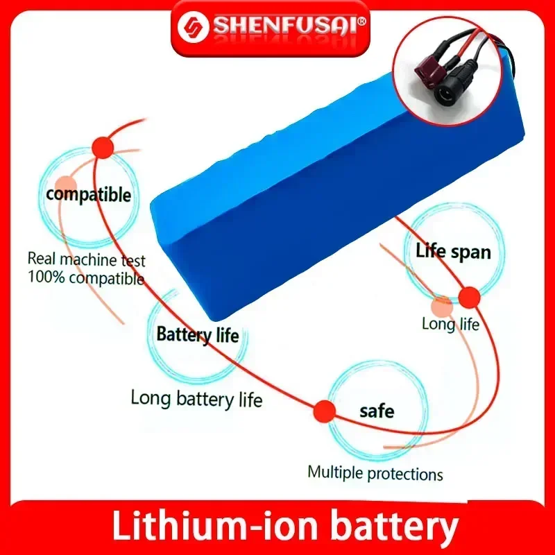 48V lithium-ion battery pack 1000W 1500W, 13S3P 18650 lithium-ion battery BMS, used for electric bicycles and scooters