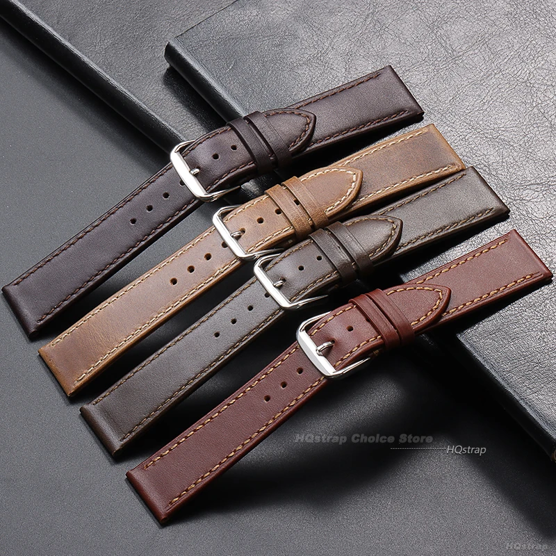 خمر الجلود حزام ساعة اليد 18 مللي متر 19 مللي متر 20 مللي متر 21 مللي متر 22 مللي متر البني رمادي حزام الساعات العالمي الأعمال سوار حزام اكسسوارات