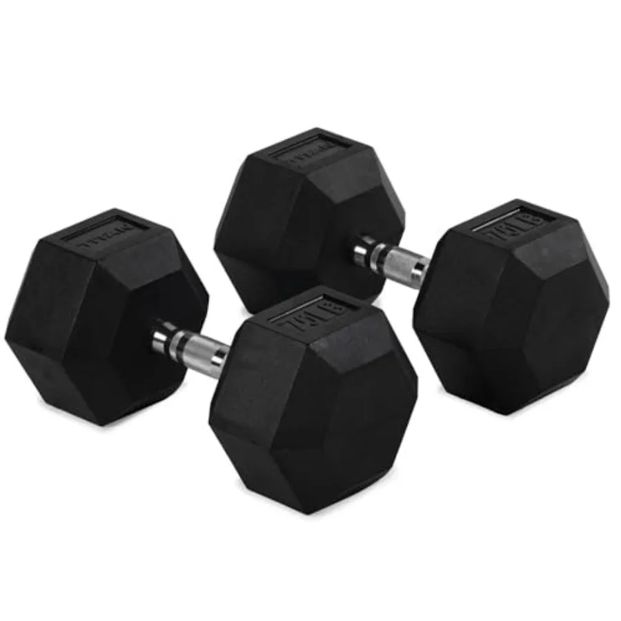 

70 LB Pair Free Weights Black Rubber Coated Hex Dumbbell for Home Gym Strength Training Ergonomic Cast Iron Handle with Durable