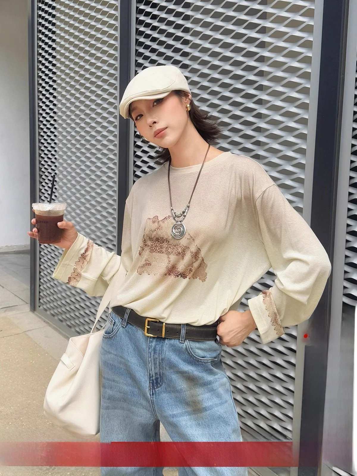 

Brand ICE DUST Long Sve T-irt Casual Sle Printed Cotton Blend Fabric Hand Wa Recommended for Women