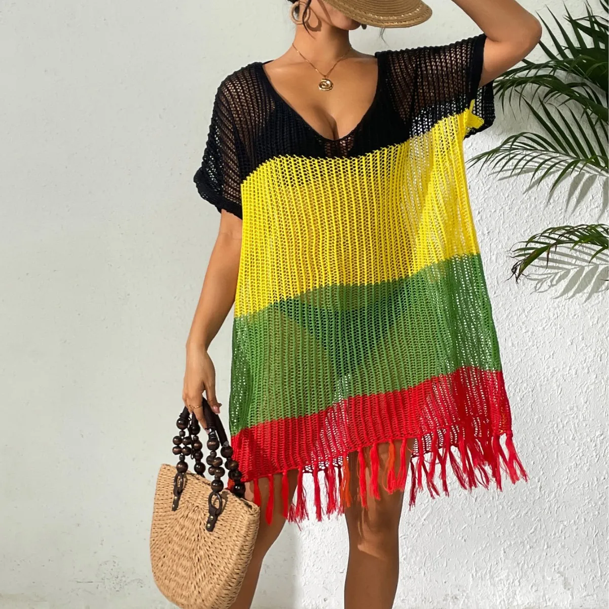 비치웨어 커버업 여성 비치 드레스 패션 수영복 소녀 여성용 홀로 니트 비키니 섹시 수영복 여름 커버업
