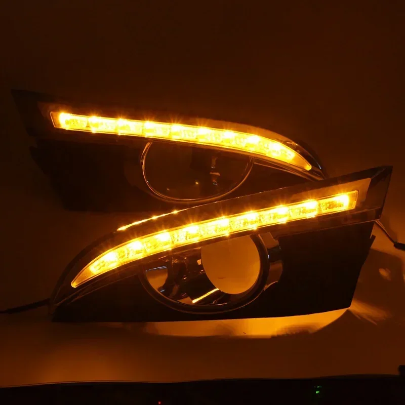 12V Car LED DRL Daylihgts For Chevrolet Captiva 2011 2012 2013 Yellow Turn Signal LED Daytime Running Light Foglamps Headlamp view 6