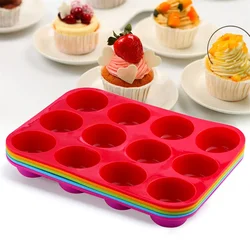 12 Holes Silicone Round Mold Mini Muffin DIY Cookies Baking Pan Non-Stick Pudding Steamed Cake Mold Bakery Kitchen Accessories