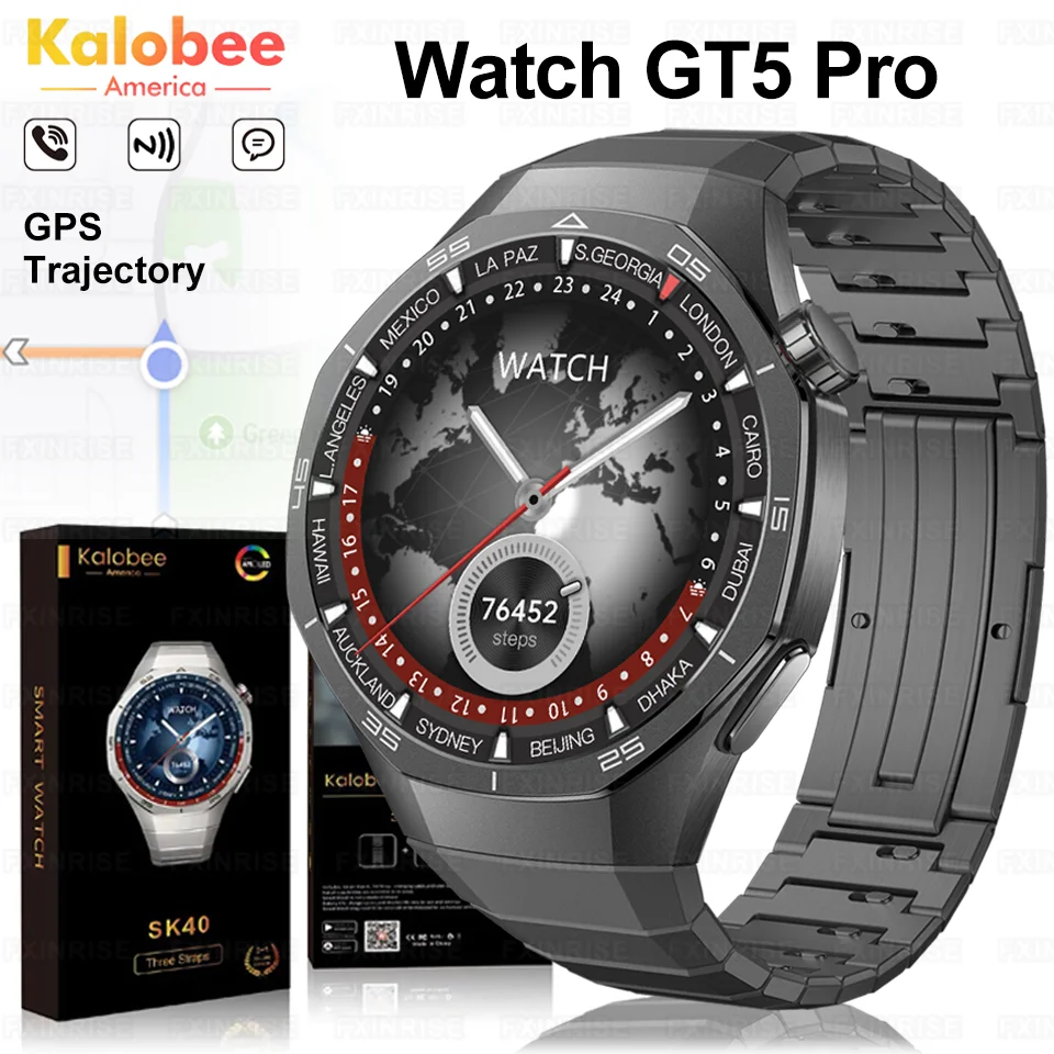 For Huawei GT5 Pro GPS NFC Smart Watch SK40 AMOLED HD Screen Heart Rate Bluetooth Call IP68 Waterproof SmartWatch Men 2025 New