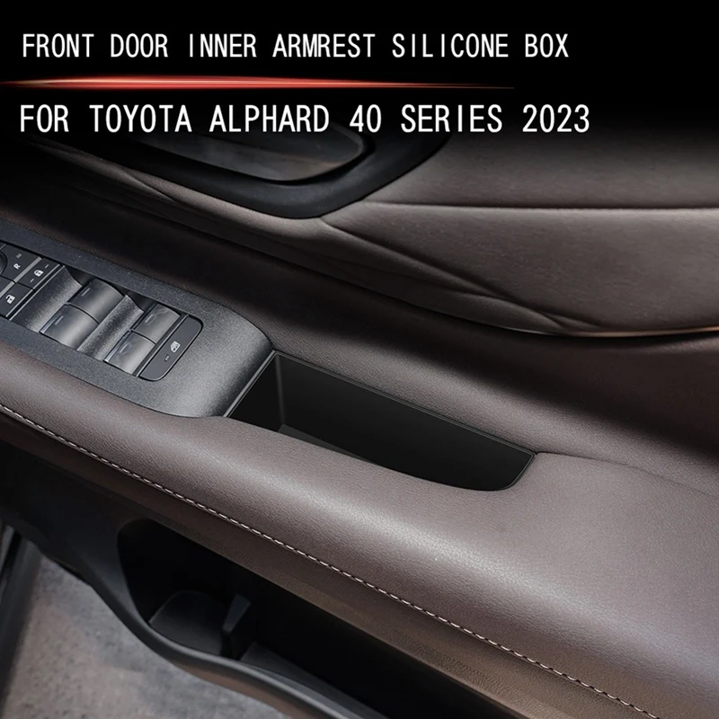 For Toyota Alphard/Vellfire 40 Series 2023+ Car Front Door Inner Armrest Silicone Storage Box Interior Parts