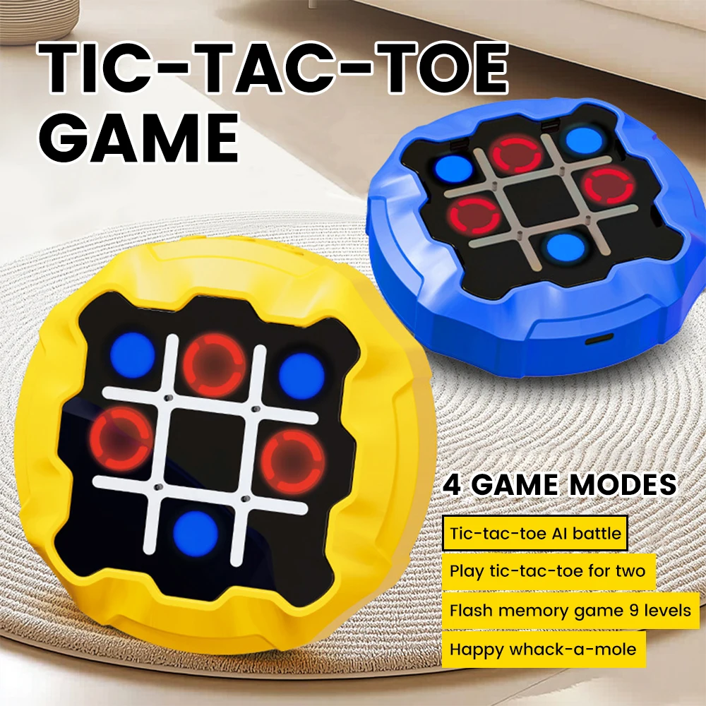 Tic Tac Toe Game Children Electronic Toys Noughts and Crosses Game Memory Training Infinite Portable Travel Games for Kids Adult