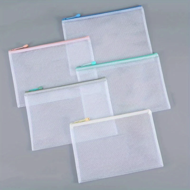 10pcs Mesh Zipper Bag Jigsaw Bag Zipper Bag for organizing Classroom organization Plastic Zipper Bag,5 colors,A4 size, board Gam