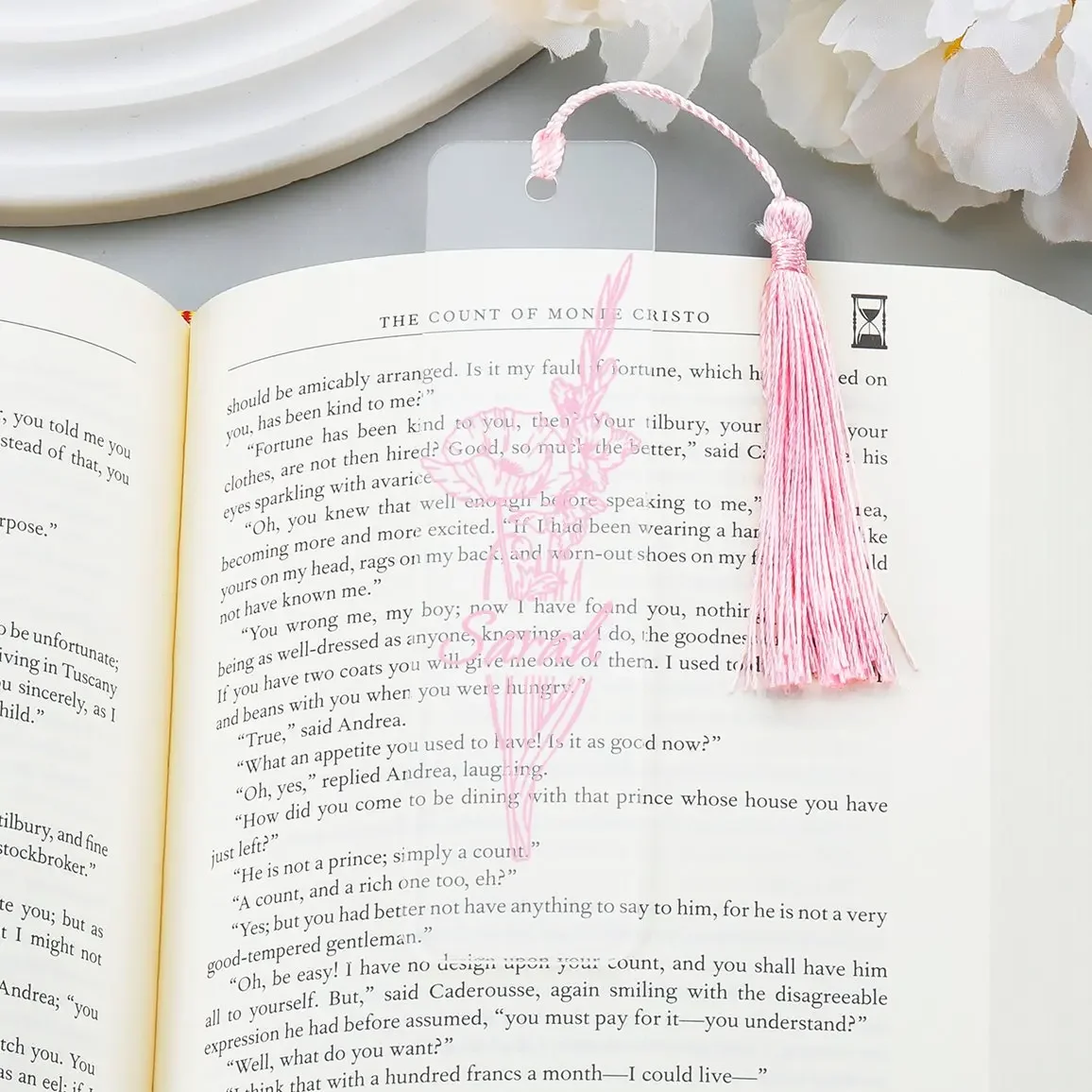 Flor nascimento personalizado Marcador acrílico com Tassel, Marcadores de nome personalizado, Book Mark, aniversário, presente de aniversário para o amigo