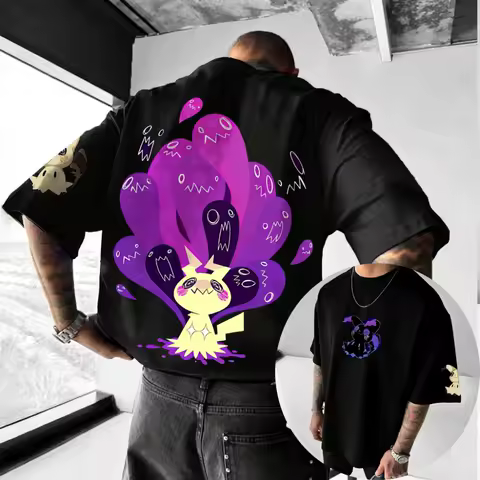 Oversized Cosplay Costumes Pok&eacute;mon Mimikyu 2026 Summer Harajuku Anime Printed Y2K Hip Hop Casual Unisex Cotton T-shirt