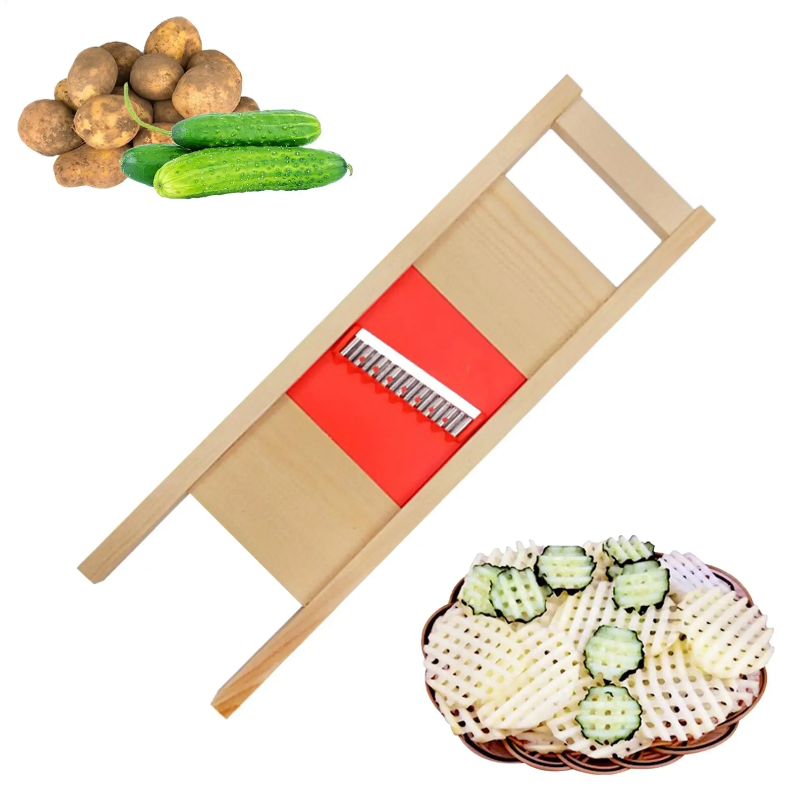 Fries Grid Stainless Potato Grid Steel Potato Kitchen Wooden Home Chip Shred Potato Vegetable French Gadget Cutter Grater Slicer