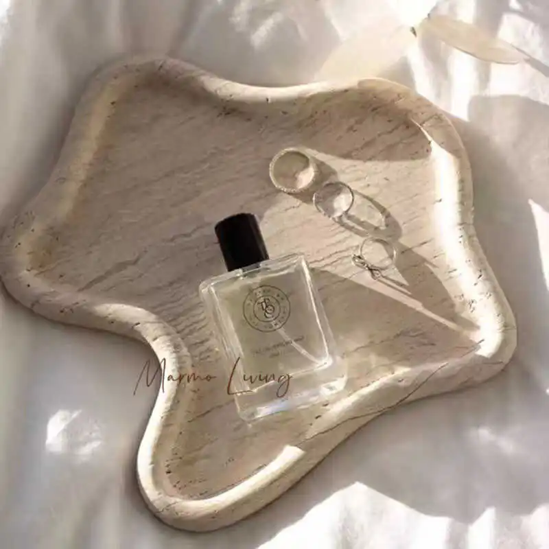 

Designer natural marble tray model room soft jewelry necklace storage tray desktop aromatherapy tray