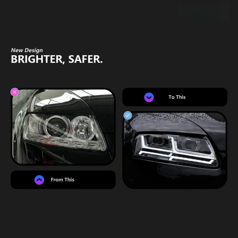 Suitable for 08-11 Audi A6L Headlight Assembly Modified LED Bi-Optic Lens Daytime Running Lights