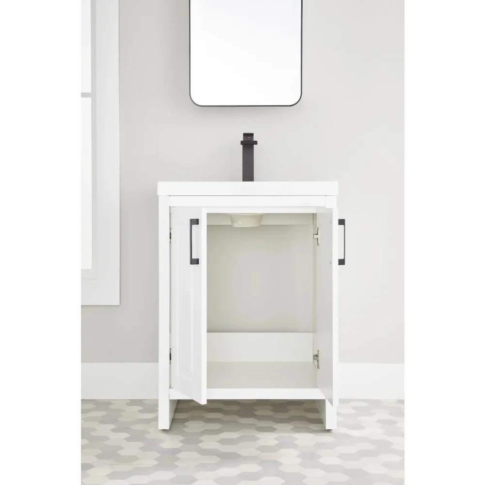 Mobile Vanity Painting Bianco con Lavabo (24 1/2'' L x 18 7/8'' L)