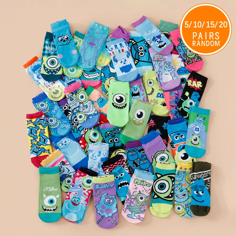 5/10/15/20 Spring/Summer Unisex Cute Cartoon Pattern Multifunctional Soft And Comfortable Casual Breathable Straight Leg Socks