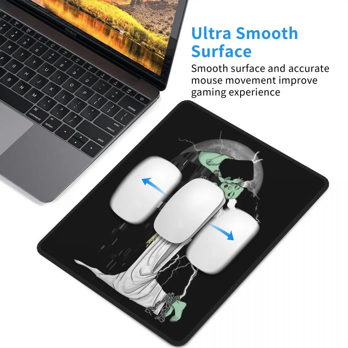 프랑켄슈타인의 신부의 키스 마우스 패드, 사각형 미끄럼 방지 고무 마우스 패드, 게임 사무실 노트북 컴퓨터 PC 데스크 매트