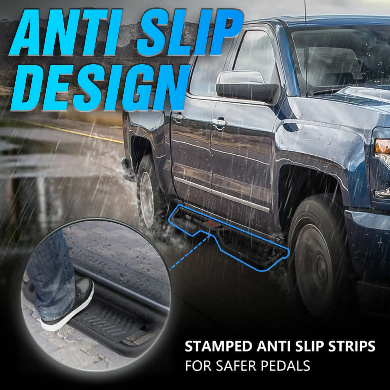 Stopnie boczne do Chevy Silverado i GMC Sierra 1500 z lat 2007-2018, Chevrolet Silverado i GMC Sierra 2500HD 3500HD Crew Cab z lat 07-2019