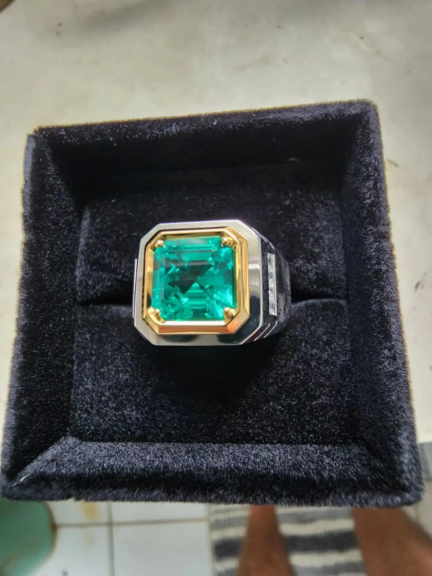 

Винтажные мужские кольца из стерлингового серебра 925 пробы, выращенное в лаборатории кольцо с изумрудом для мужчин, идеи подарков для отца, мужа, дня рождения, рождественской вечеринки