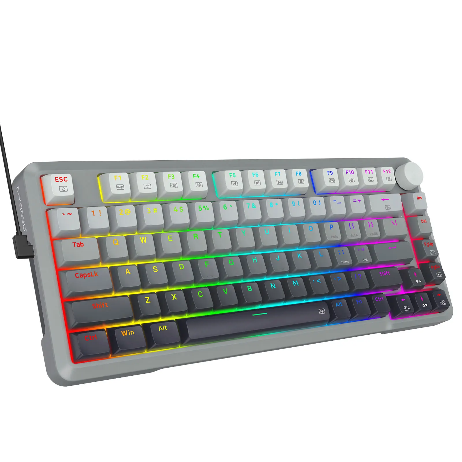 

E-YOOSO HZ82 Проводная механическая клавиатура RGB светлый градиент серый 82 клавиши розовая магнитная ось 8k скорость возврата игровая клавиатура