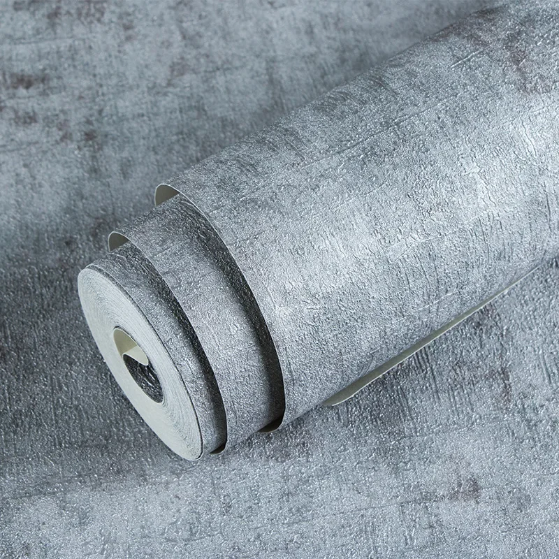 Papel tapiz Retro nostálgico para tienda de ropa, barra gris cemento, papel tapiz liso de estilo Industrial, papel tapiz impermeable de PVC