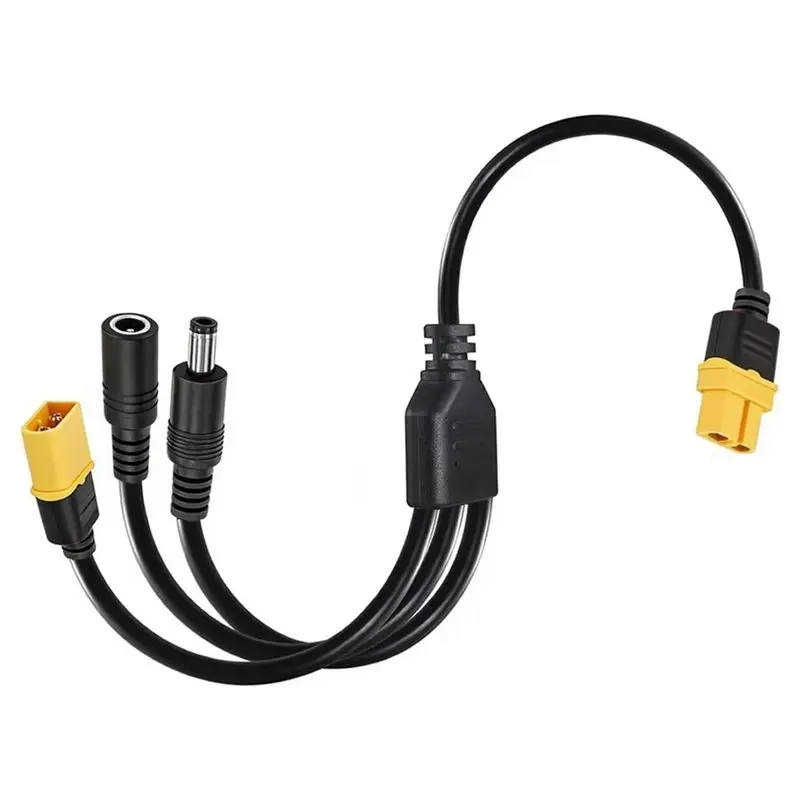 [NEW!】 Male Female XT60 Extension Adapter Cord 3-In-1 XT60 To Two DC5521 Connector Convert Cable Charging Conversion Plug