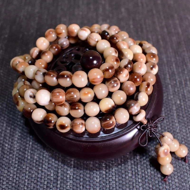 108 prayer hand-held bracelet, Tibetan blood-stained old yak horn Buddhist beads, unisex cultural accessory, cow bone brac