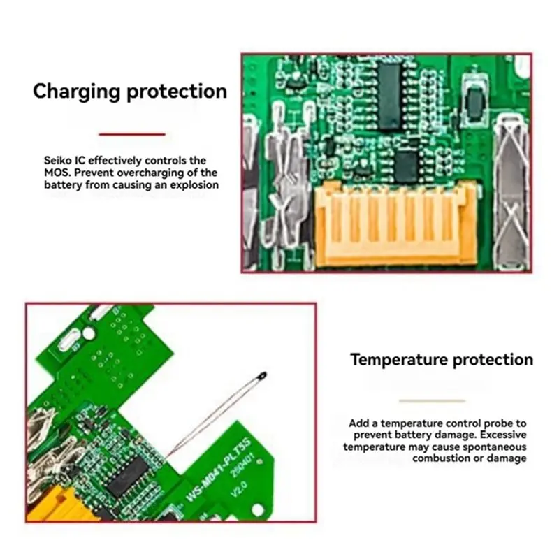 ABLK Replacement Battery Shell For WS-M041-PLT5S 18V Tool Lithium Battery Protection Board Component Part