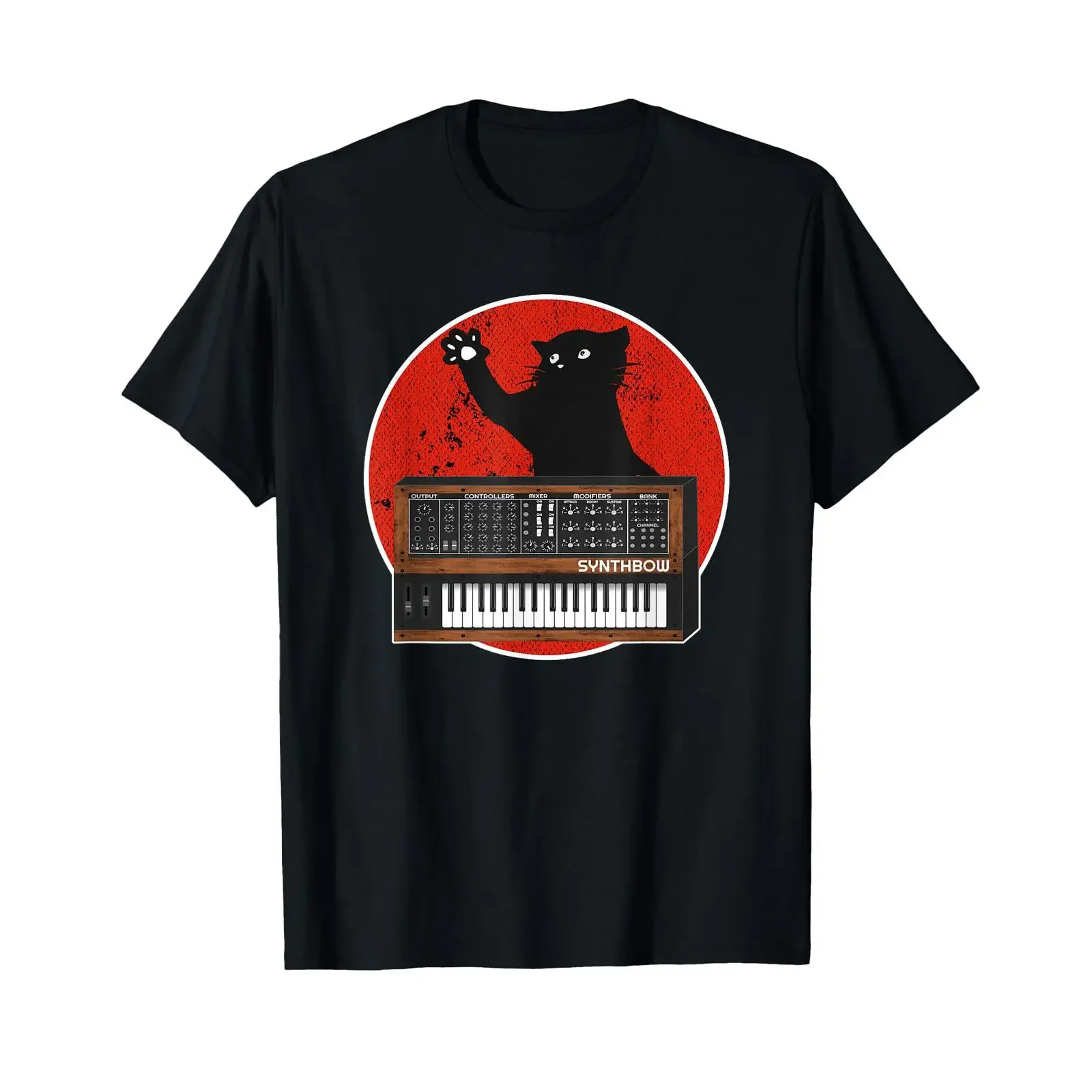 Cat Japanese Waveform ADSR Synth Vintage Analog Synthesizer T Shirt vintage Washed Stylish Comfortable homme streetwear