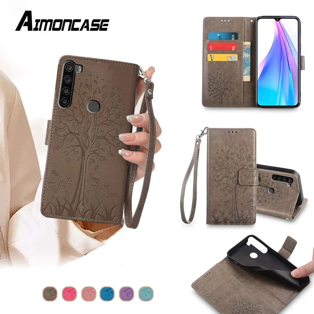 Card Slots Wallet Phone Case for Xiaomi Redmi Note 8 7 6 5A 4 3 Pro 8T 6A 7A 8A Plus Flip Cover Magnetic Book Case with strap