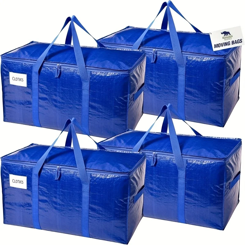 1pc Extra Large Moving Bags with Zippers Carrying Handles Heavy Duty Storage Tote Moving Boxes for Space Saving