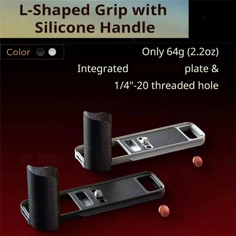 B44C L-Shaped Mount Plate With Silicone Handle For FUJIFILM X-E5 Camera- For X-E5 Compatible Shutter Release Button Included