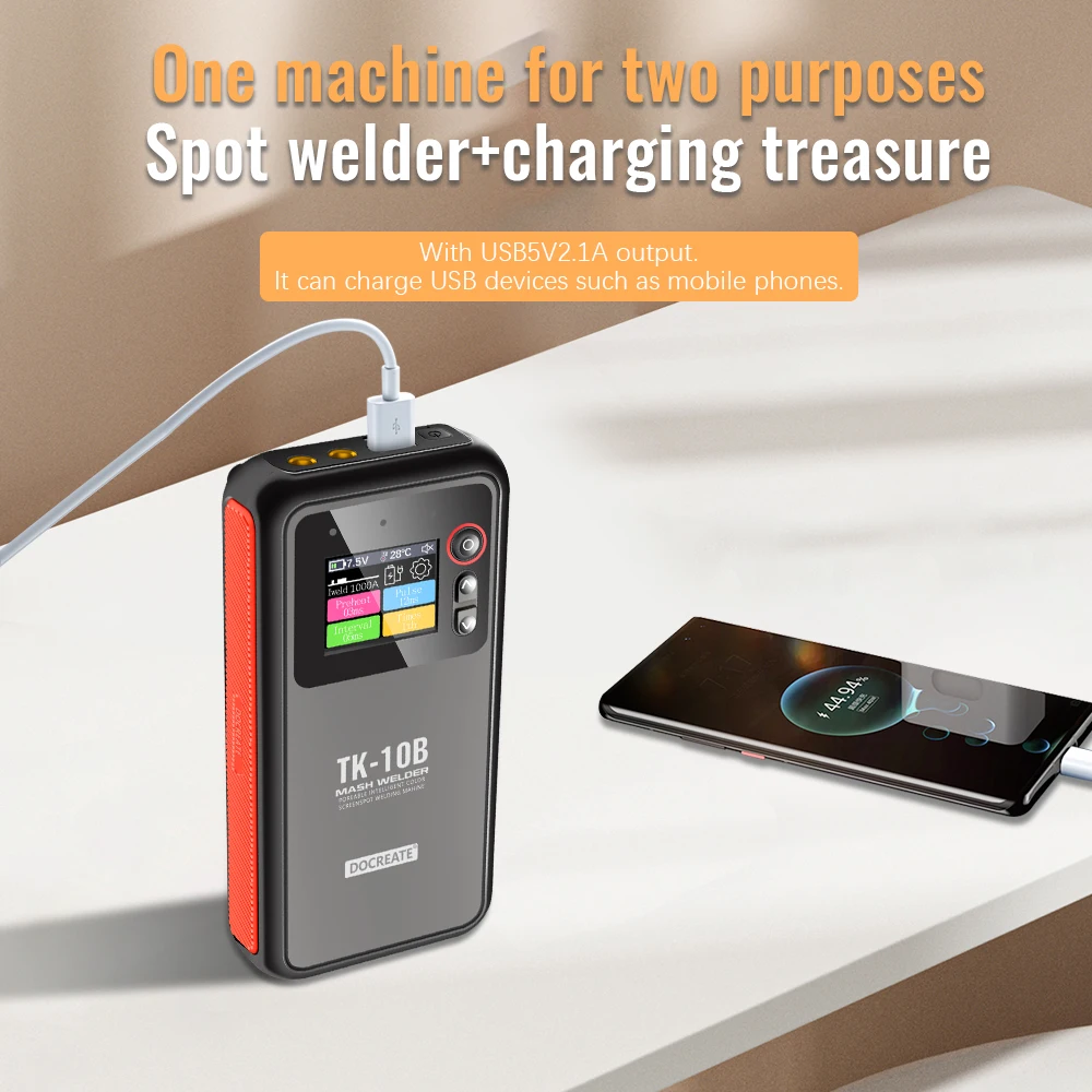 DOCREATE 773 5000mAh Portable Spot Welder, Dual Pulse Battery Welding Machine with Color Screen for 18650 Lithium Batteries