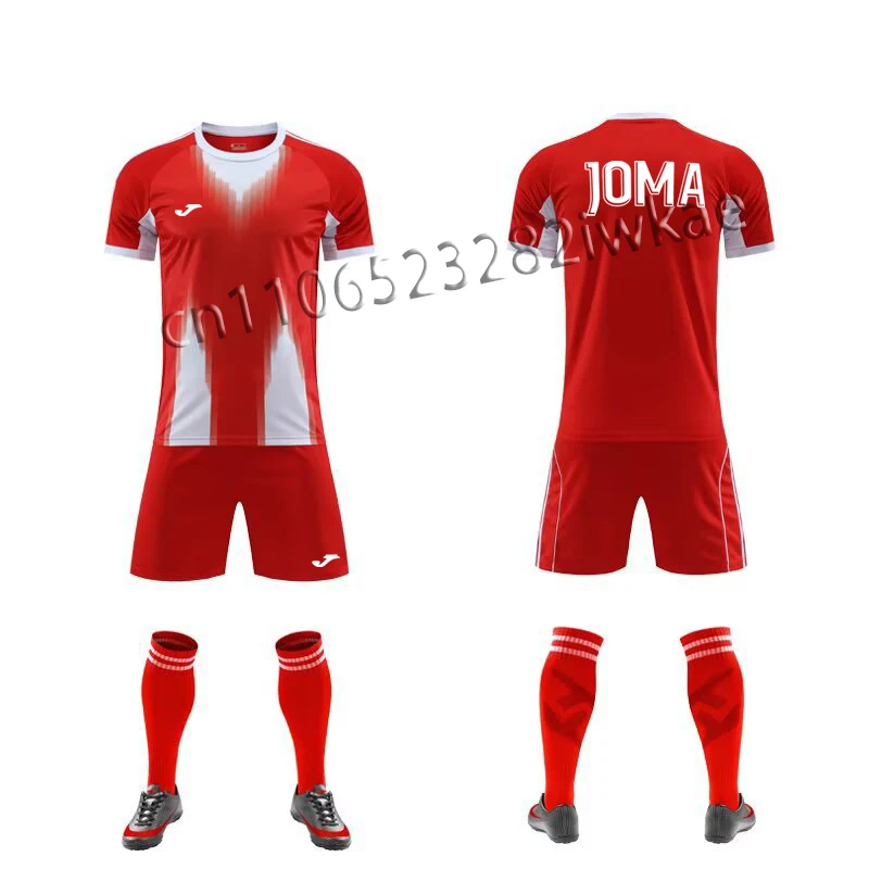 

Летний спортивный костюм JOMA с 3D-печатью для мужчин: дышащая быстросохнущая футболка и шорты для тренировок и футбола (комплект из двух предметов)