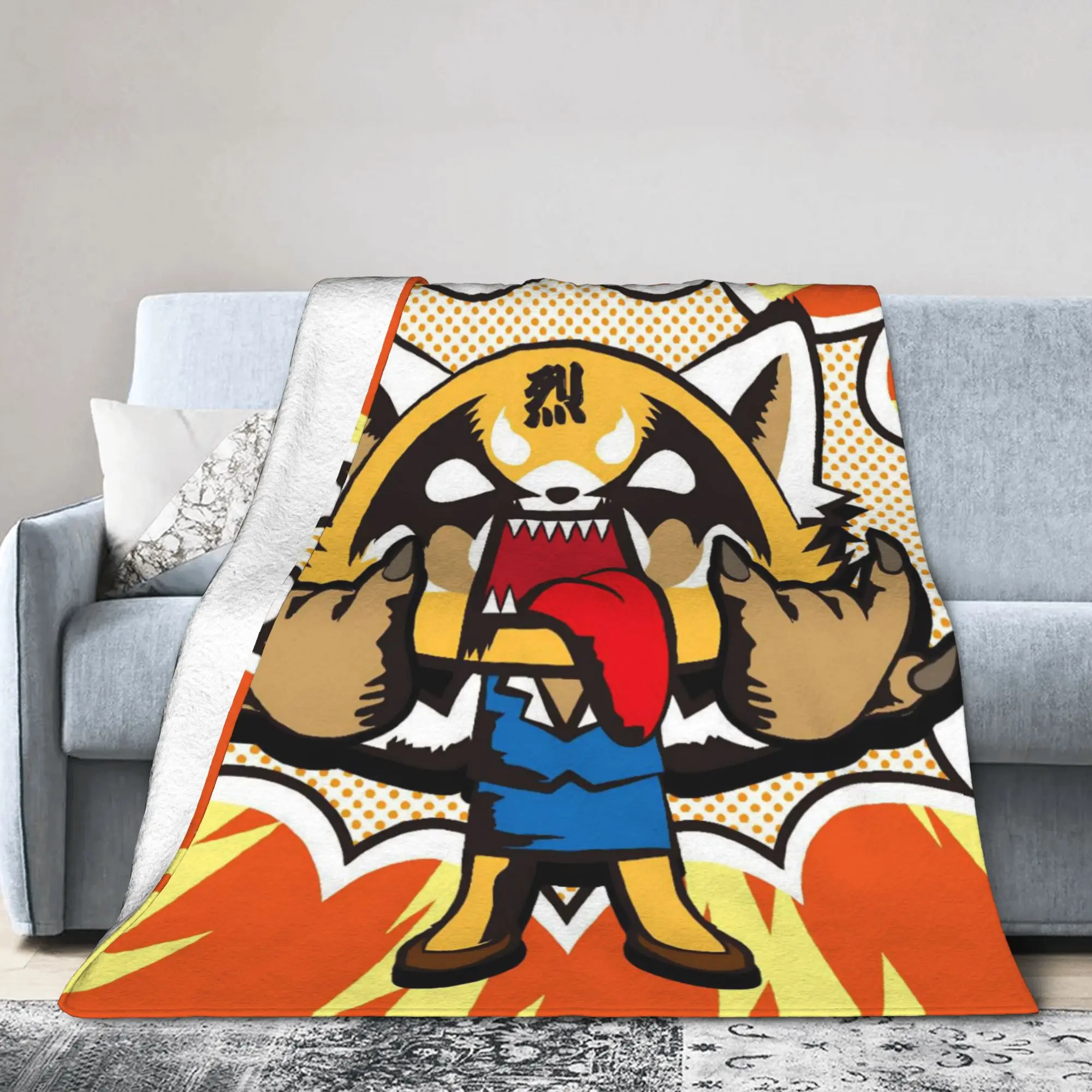 Aggretsuko Rage Blanket Flannel Spring/Autumn Retsuko Anime  Multifunction Super Soft Throw Blanket for Bed Office Bedspreads